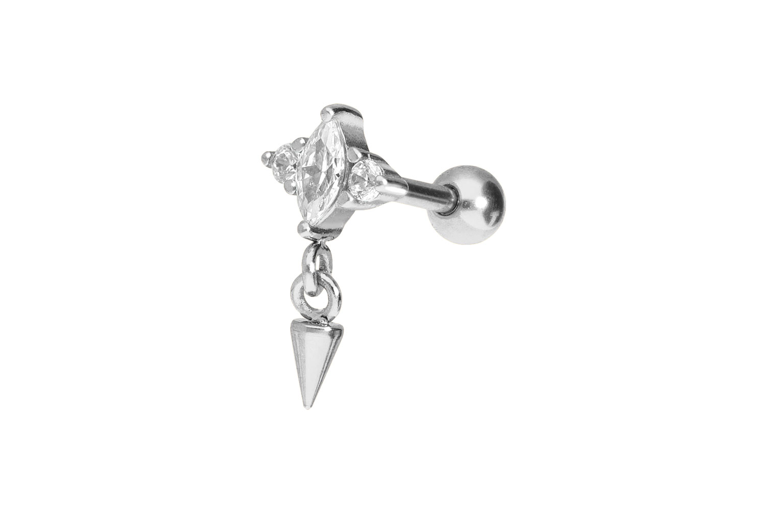 Chirurgenstahl Ohrpiercing EINGEFASSTE KRISTALLE + SPITZE
